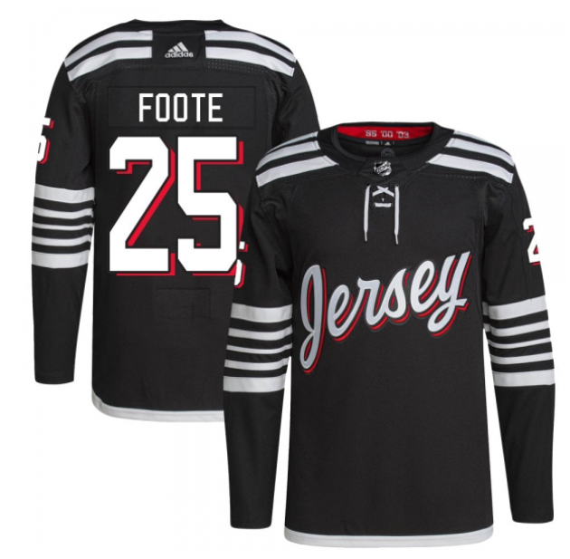 Men's New Jersey Devils #25 Nolan Foote 2021/22 Black Stitched Jersey Men's New Jersey Devils #25 Nolan Foote 2021/22 Black Stitched Jersey